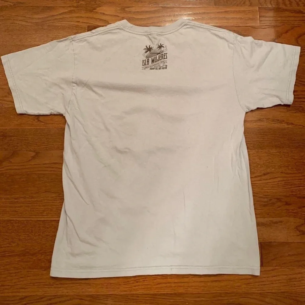 SOUVENIR MEXICO SHIRT LIGHT GRAY BEIGE PALM TREE VACATION SUMMER